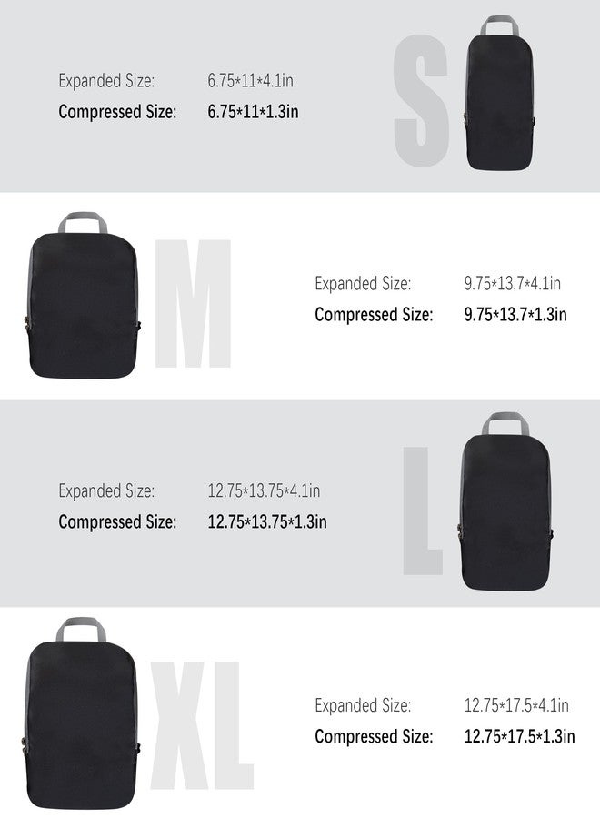 PANDA JOYS 4 Set Compression Packing Cubes Travel - Travel Accessories Expandable Packing Organizers for Carry On - Essentials Luggage Bags - Black - Image 5
